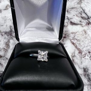 14k White Gold Flawless Diamond Ring princess cut